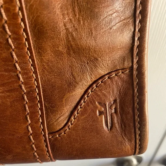 Frye Cognac Melissa zip leather satchel - Picture 3 of 11